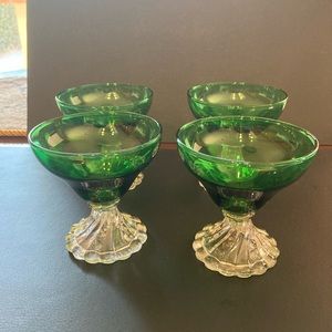 4 Vintage Green dessert glasses.